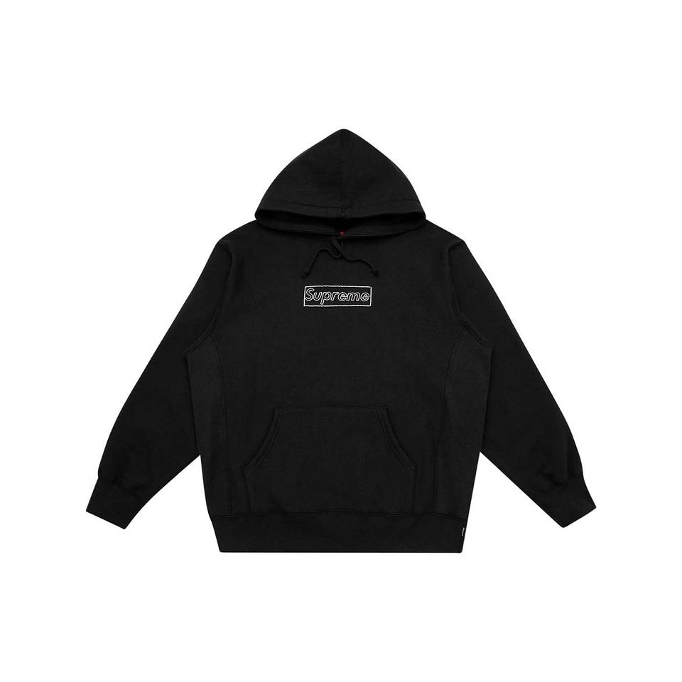 Black Supreme Kaws Chalk Logo Hoodie | Supreme 113VD